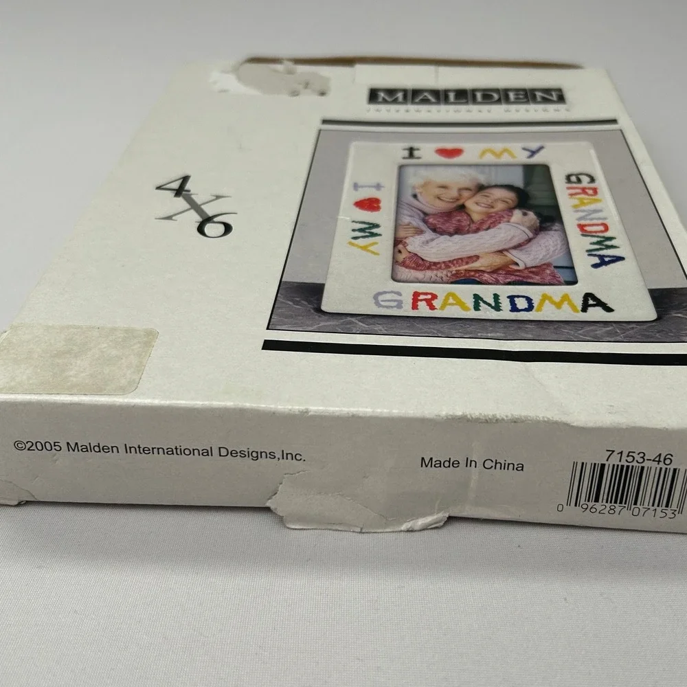 I Love My Grandma Picture Frame 4x6 White Ceramic‎ Vintage Malden